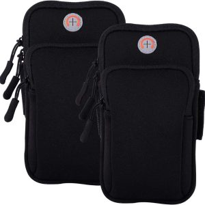 2Pack Phone Armband for Running,Cell Phone Holder Arm Band for iPhone 15 14 13 12 11 Pro Max Xs Max Xr X 8 7 6S 6 Plus SE/Galaxy S24 S23 S21 S20 Note 10,Waterproof iPhone Armband,Black Sleeve