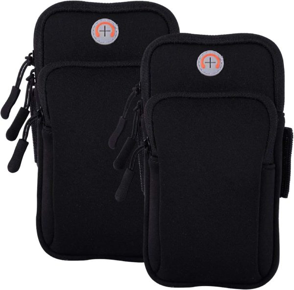 2Pack Phone Armband for Running,Cell Phone Holder Arm Band for iPhone 15 14 13 12 11 Pro Max Xs Max Xr X 8 7 6S 6 Plus SE/Galaxy S24 S23 S21 S20 Note 10,Waterproof iPhone Armband,Black Sleeve