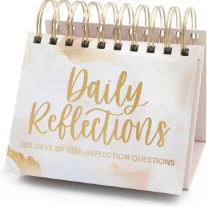 bloom daily planners Undated Perpetual Desk Easel Motivational Inspirational Standing Flip Calendar - Page a Day - (5.25" x 5.5") - Daily Mindfulness Reflection Questions