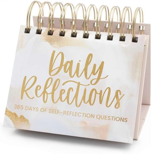 bloom daily planners Undated Perpetual Desk Easel Motivational Inspirational Standing Flip Calendar - Page a Day - (5.25" x 5.5") - Daily Mindfulness Reflection Questions
