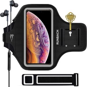 Armband for iPhone 15 Pro Max/15 Plus/iPhone 14 Pro Max/14 Plus/13 Pro Max/12 Pro Max/11 Pro Max/iPhone Xs Max,Sweatproof Running Exercise Armband with Card Slot for iPhone Max (Black)