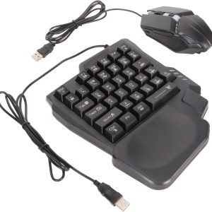 Half Hand Gaming Keyboard and Mouse Combo, Wired Mechanical RGB LED Backlit Half Keyboard, with Wired Gaming Mouse Converter, for Android Harmony iOS