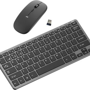 Mobile Pixels Wireless Keyboard Mouse Combo, Ultra Thin 2.4G-Wireless USB Receiver Keyboard Mouse, Rechargeable Bluetooth 5.0/4.0 Ergonomic Keyboard Mouse for Mac OS/Windows/Android/iOS 10 (Black)