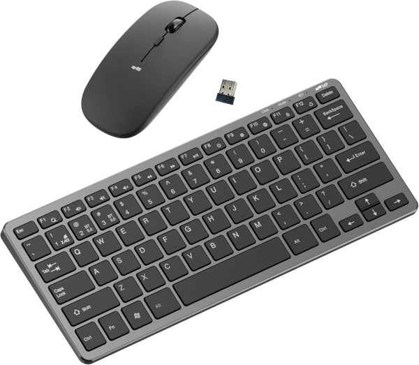 Mobile Pixels Wireless Keyboard Mouse Combo, Ultra Thin 2.4G-Wireless USB Receiver Keyboard Mouse, Rechargeable Bluetooth 5.0/4.0 Ergonomic Keyboard Mouse for Mac OS/Windows/Android/iOS 10 (Black)